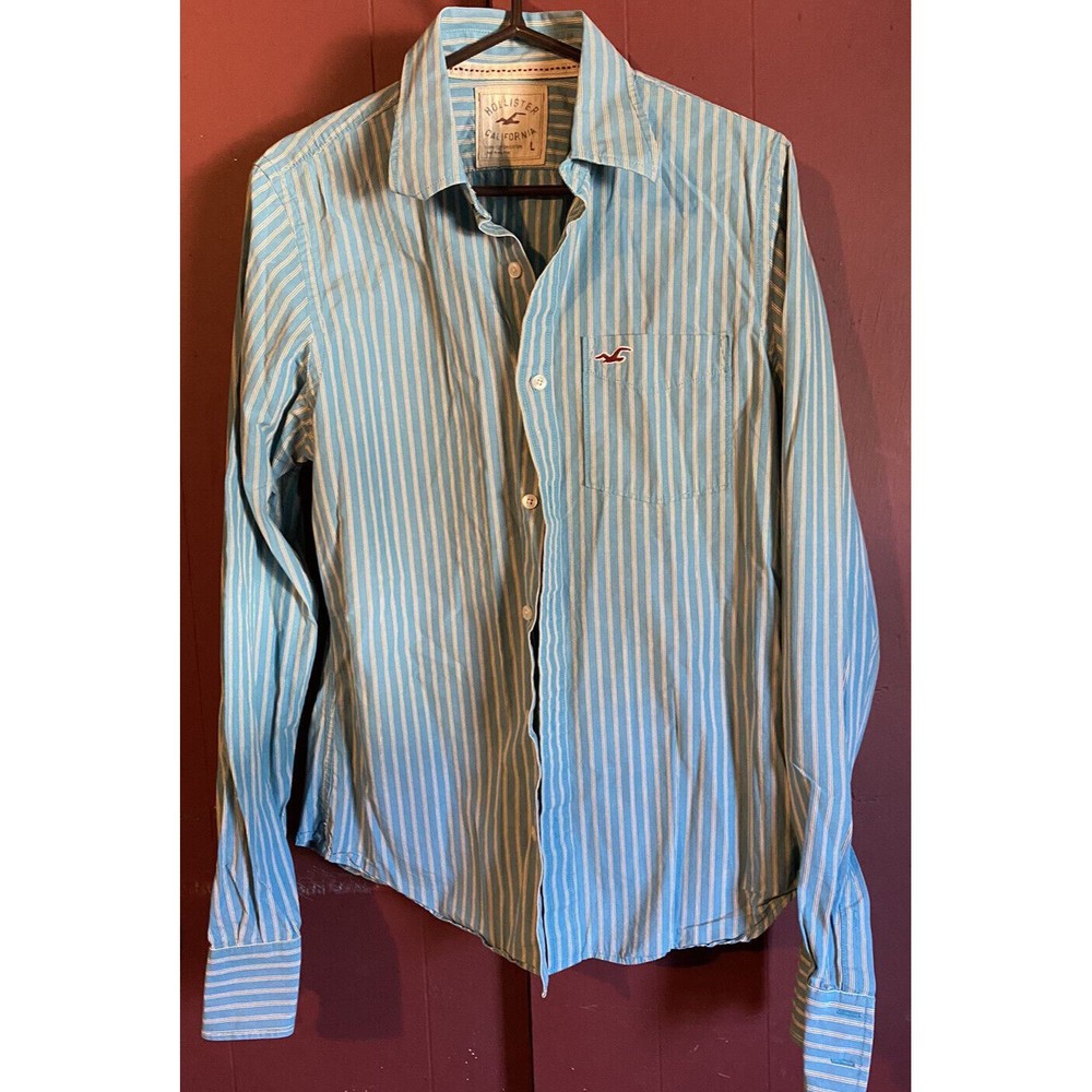 Hollister California Striped Shirt Mens Large Button Front Cotton